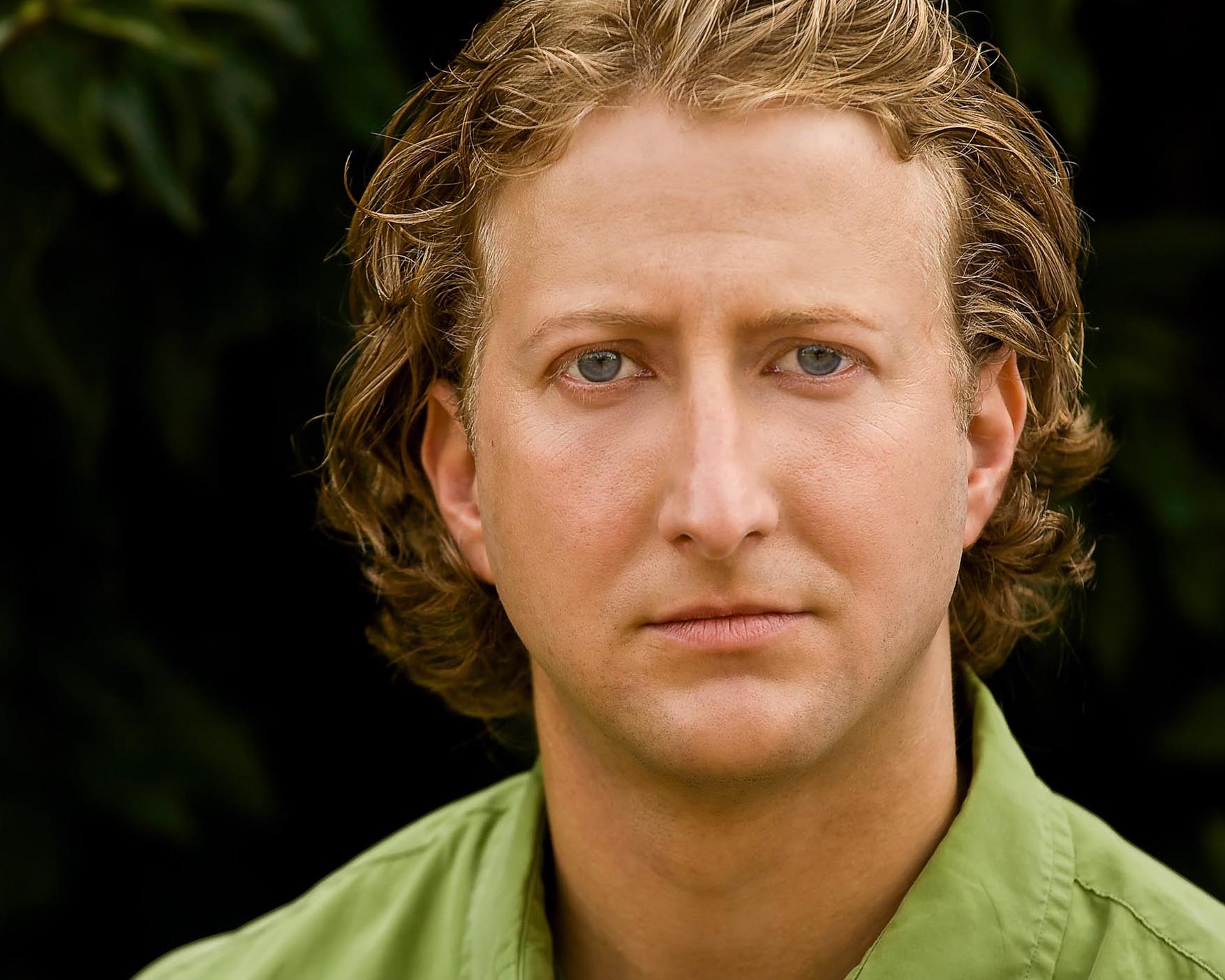 02 Male Curly Blond Hair Actor Theatrical Headshot Outside On Location 